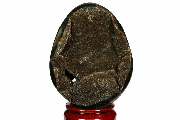 Septarian Dragon Egg Geode - Black Crystals #143165